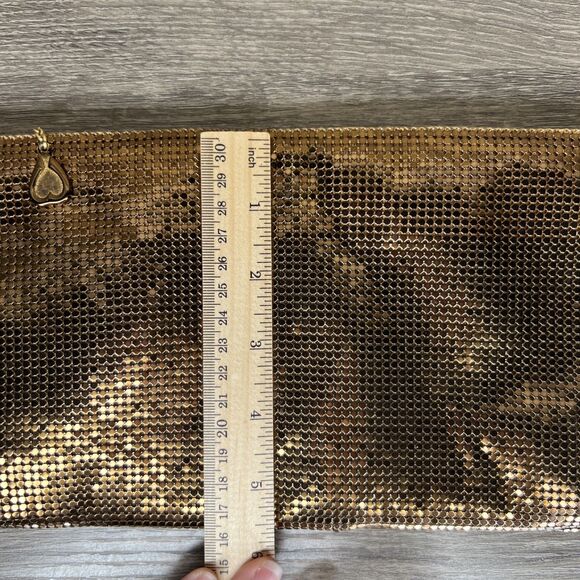 Vintage Whiting & Davis Copper Mesh Zipper Clutch Makeup or Travel Pouch Glam - Picture 10 of 10